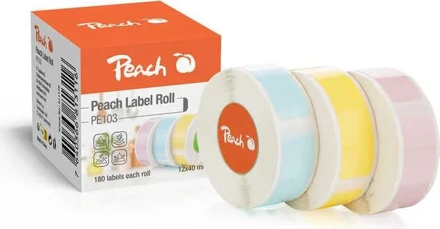 PEACH PE101 12 x 40 mm, 3 x 180 Stück, blau, gelb und rosa, 180 Stück