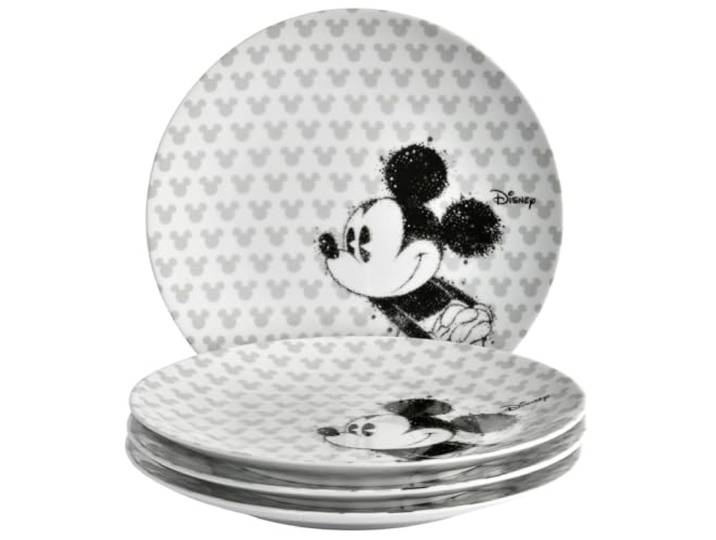 Fyrklövern Micky Maus Kuchenteller Disney, 4er-Set, 22 cm, Hochwertiges Porzellan, Spülmaschinenfest, Schwarz/Weiß