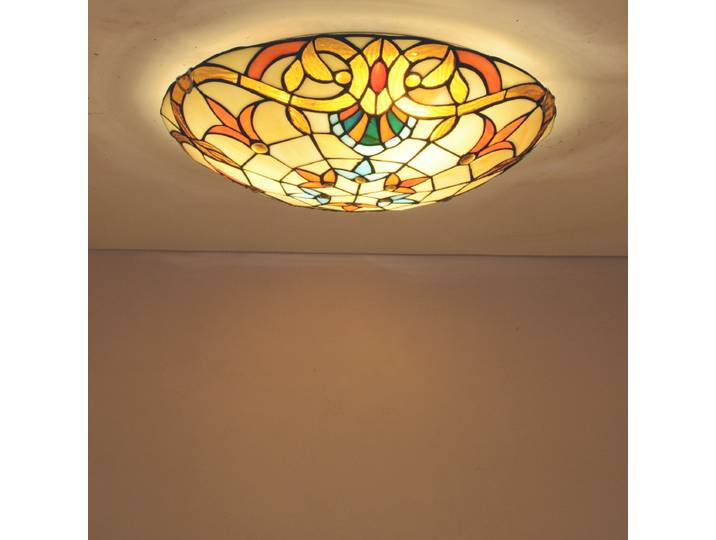 Luminaires de plafond LED ronds Tiffany en verre coloré, artisanat ancien, pour salon, salle à manger, chambre, balcon, couloir