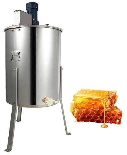 Elektrische Honigschleuder 140W Honig Extraktor aus Edelstahl 4 Rahmen Bienenstock Edelstahl Imkerei Honigschleuder mit Acryl Deckel, Edelstahl Honigextractor, für Honigindustrie, Geschäften