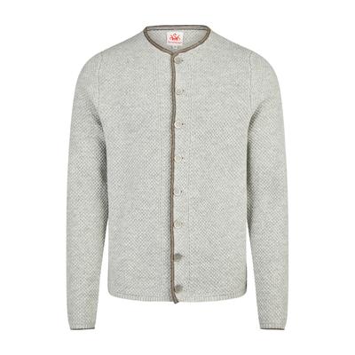 Trachtenstrickjacke SPIETH & WENSKY "Spieth & Wensky Strickjacke Klemens", Herren, Gr. S, grau (hellgrau), Obermaterial: 50% Wolle WO. 50% Polyamid PA., uni, regular fit, Strickjacken, mit Stehkragen