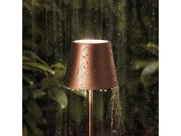 Sigor LED-Akkutischlampe Nuindie, USB-C, bronze, IP54, dimmbar, bronze / altmessing, für Wohn- / Esszimmer, Aluminium, Modern