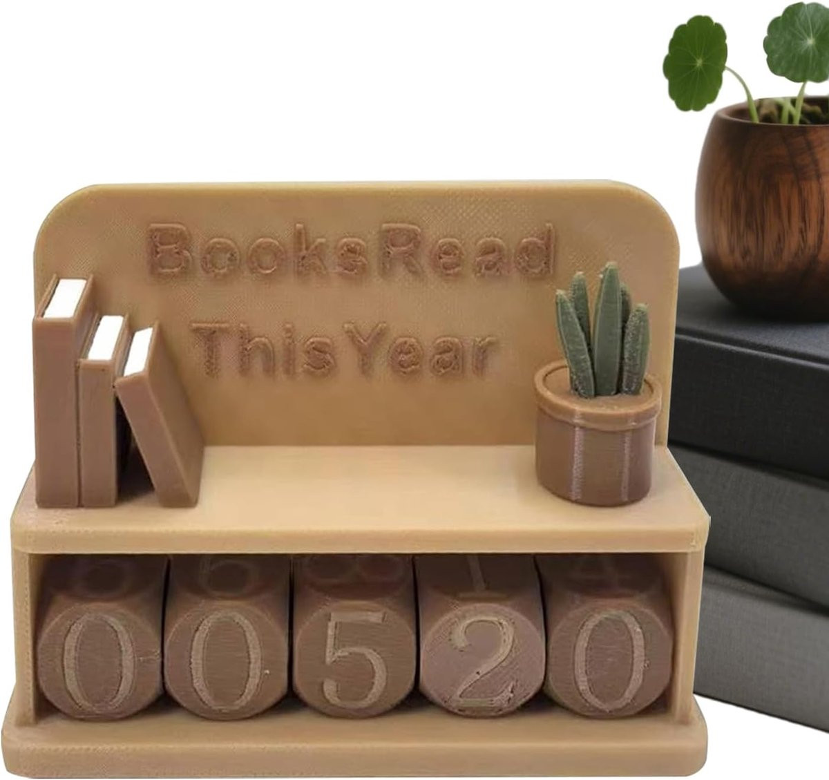 Boekteller Decoratie Boekenbord Leesdoelen Volgen 3D-gedrukt Bruin 10 x 7,5 cm