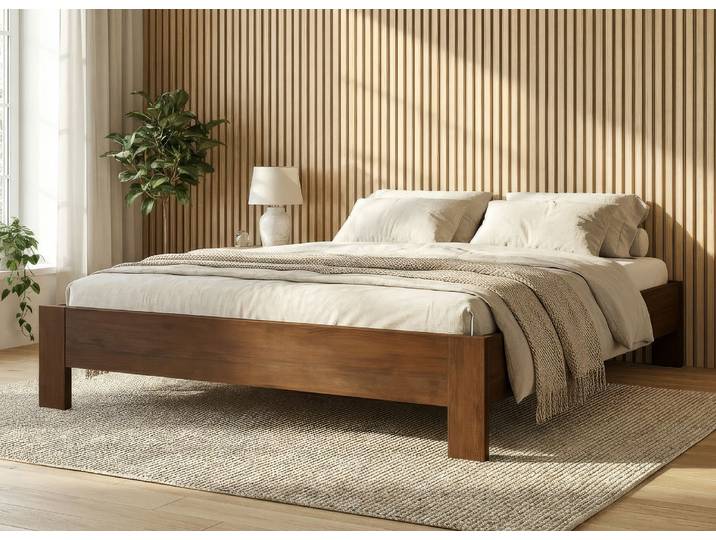 Bett Kernbuche Dunkel „Frida“ 160 x 220 cm Massivholz Buche Dunkel