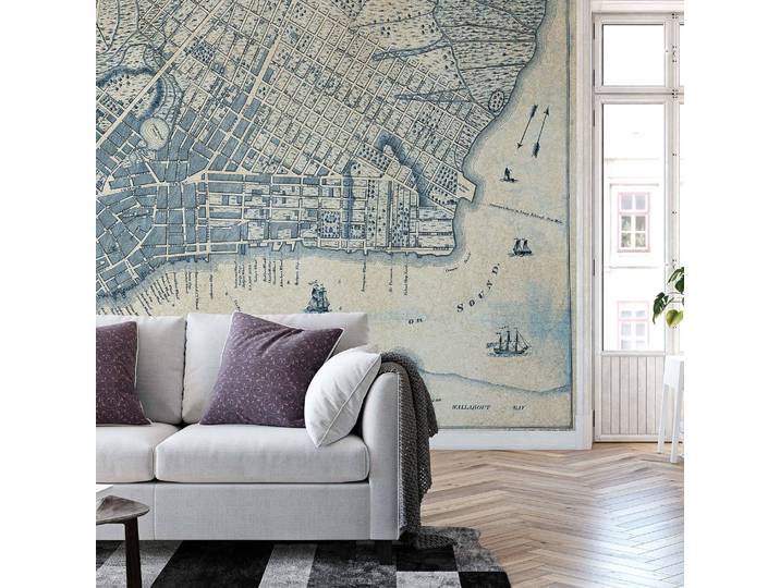 home24 Fotobehang Vintage City Map New York 3 x 2cm