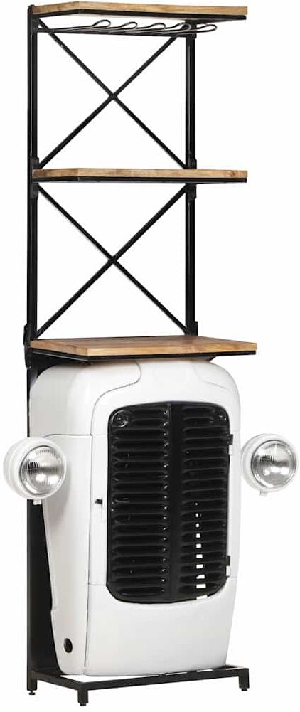 vidaXL Cave à vin tracteur Blanc 49x31x172 cm Bois de manguier solide