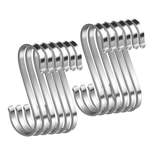WEERSTONE 12 stuks S-vormige haken van roestvrij staal, heavy duty metalen haken voor badkamer, slaapkamer, kantoor en keuken