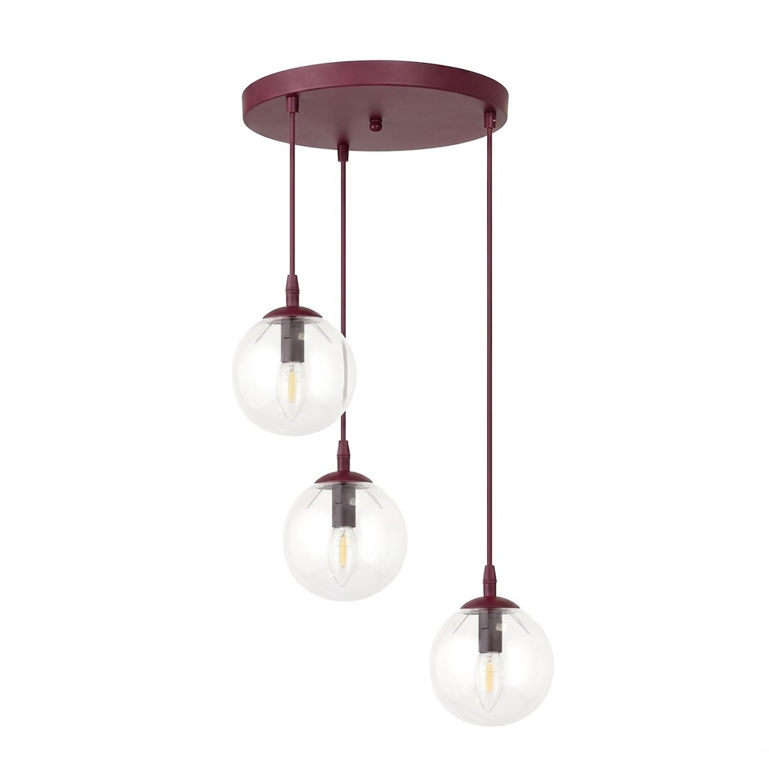 Emibig COSMO 3PREM Burgundy Transparante Glazen Plafondlamp