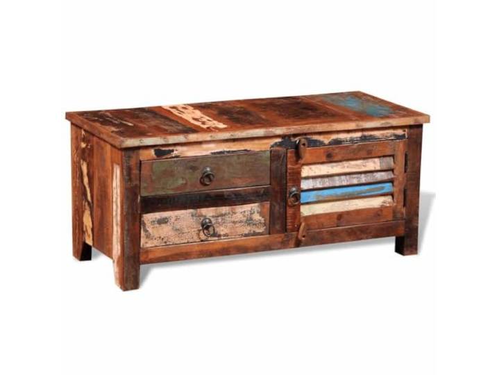 PUGYNBK Beistellschrank aus recyceltem Holz, 1 Tür, 2 Schubladen Vintage-Stil, robuste Oberfläche, handwerkliche Handwerkskunst, ideal für Wohnzimmer