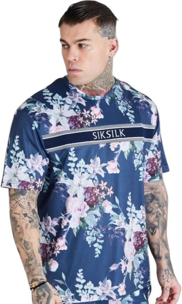 Camiseta Siksilk Botanical Print Marino L Hombre