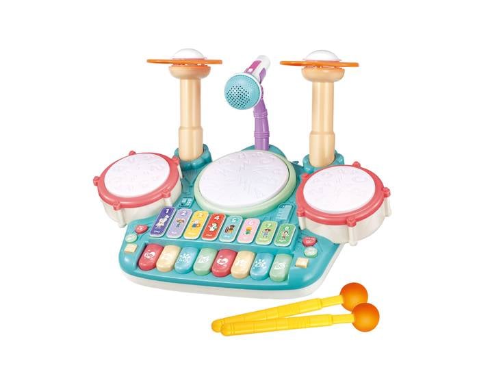 Schlagzeug und Piano Musikspielzeug blau