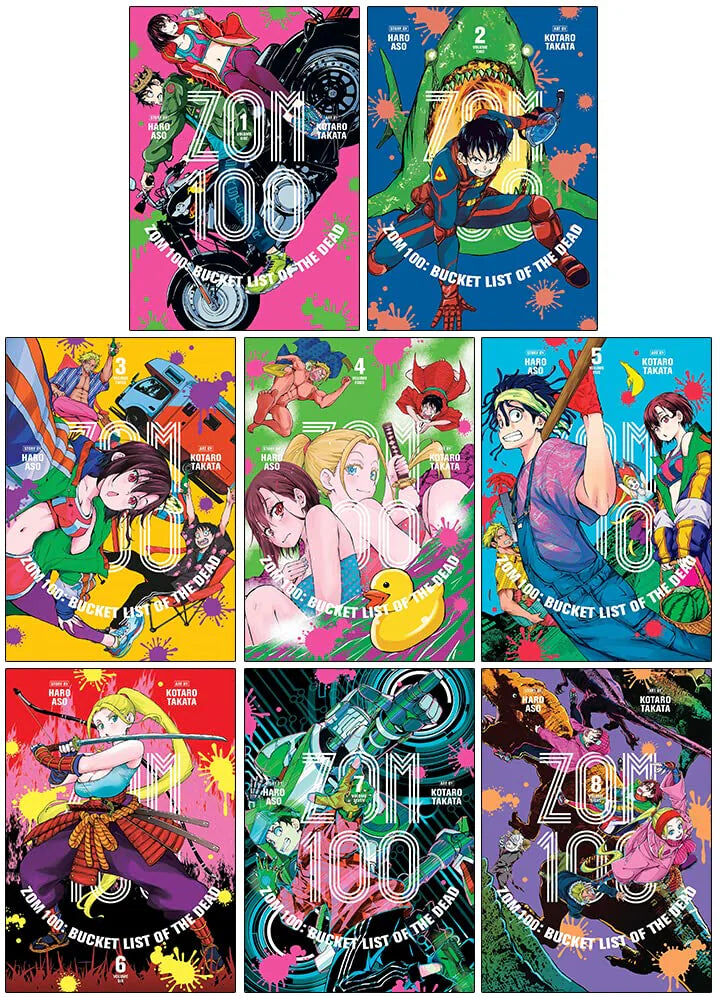 VIZ Media Zom 100: Bucket List of the Dead Vol. 1-8 by Haro Aso - Complete 8 Book Manga Paperback Collection Set - Zombie Horror Comedy