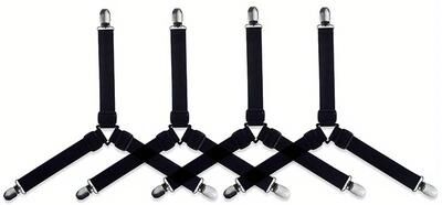 Inspire Select Adjustable Bed Sheet Fasteners Straps With Clips   Elastic Mattress Sheet Holder Grippers For Wrinkle Free Bedding 4 Pcs