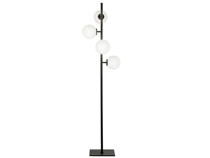 Stehleuchte Luce Ambiente e Design, Schwarz, Glas, rund, 25x149.80x37.5 cm, Fußschalter, Lampen & Leuchten, Innenbeleuchtung, Stehlampen, Stehlampen
