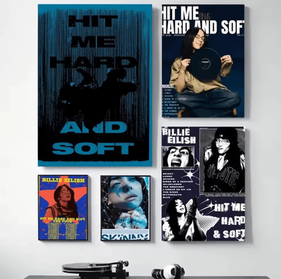 Inspire Curations Billie Eilish Hit Me Hard And Soft Poster Vintage Kraft Paper Aesthetic Wall Decor zlh4099 30x40cm Unframed