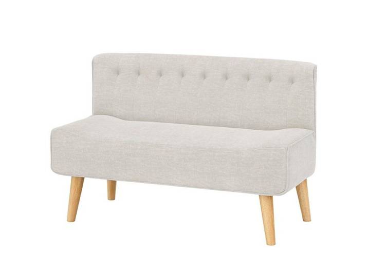 CANAPE FIXE-Canapé 2 places sans accoudoirs capitonné Sans accoudoirs rembourré compact coussins doux Pieds en bois blanc cassé