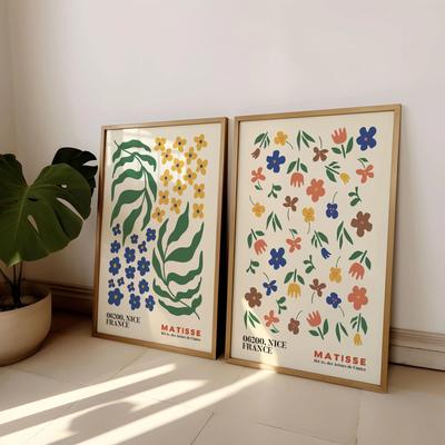 Uplifted Finds "Matisse ""Floral Suite"" Canvas Set   2 Piece Bohemian Exhibition Art   Executive Gallery & Studio Sanctuary Decor tt359 2 Pcs 40 X 60 Cm No Frame"