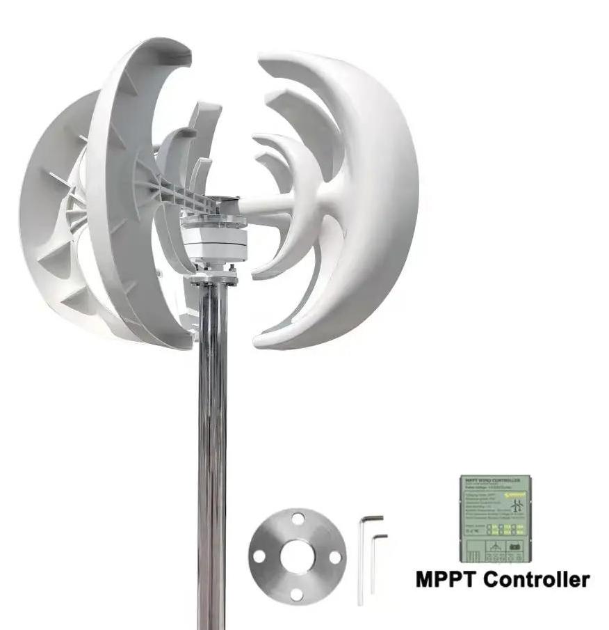 Vertikal-Windturbine - 3000W Windgenerator - Für 48V Offgrid-System - Wind-Solar-Hybrid - Niedriger Lärm - Edelstahlwelle - 48V Wind Control