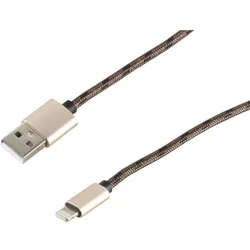 8-Pin Ladekabel USB-A-Stecker > 8-Pin Stecker Nylon braun 0,9m