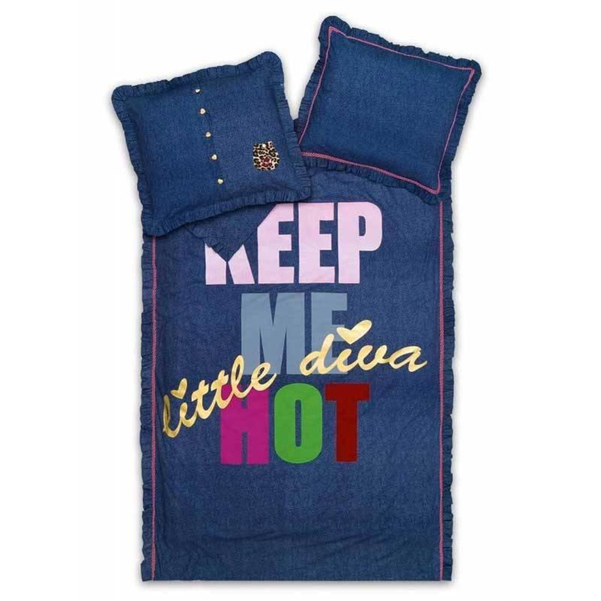Little Diva Dekbedovertrek Keep Me Hot Eenpersoons Blauw 140x200 cm