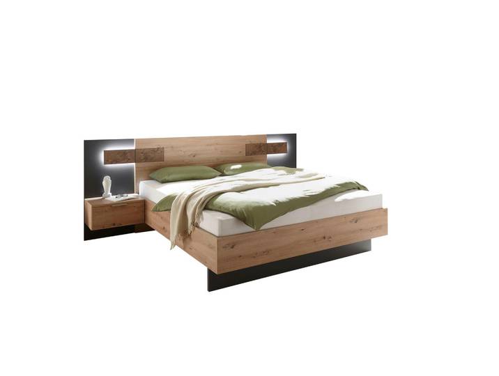Carryhome Bettanlage, Eiche Artisan, E, 180x200 cm, Beleuchtung, Schlafzimmer, Betten