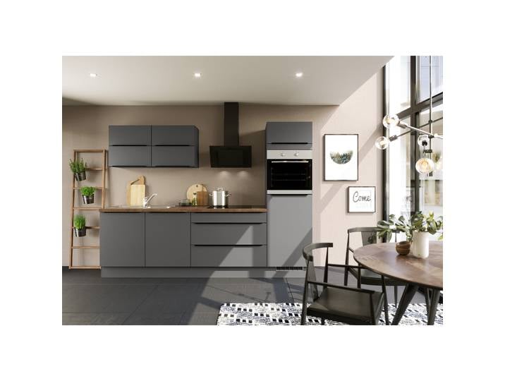IMPULS Küchenleerblock - grafit - Gerätehochschrank rechts - 280 cm
