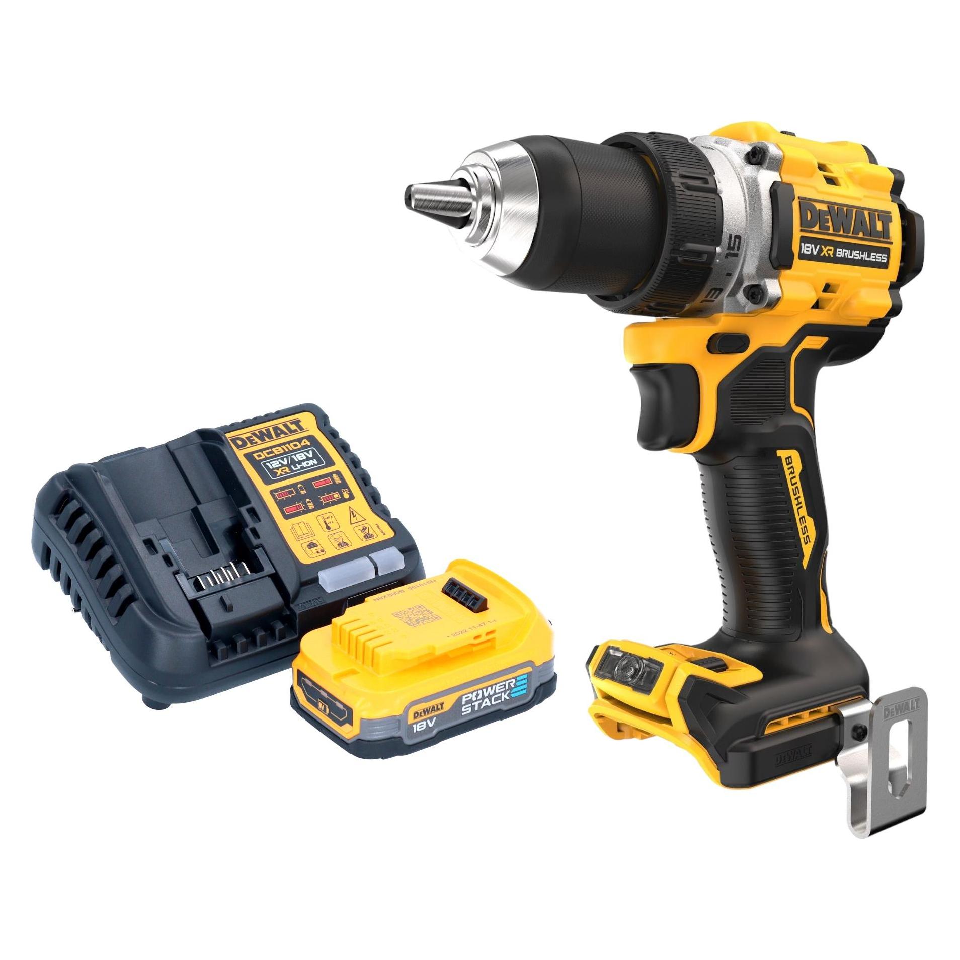 DeWalt DCD 800 E1 Akku Bohrschrauber 18 V 90 Nm Brushless + 1x Powerstack Akku 1,7 Ah + Ladegerät (Bohrschrauber) (47860317)