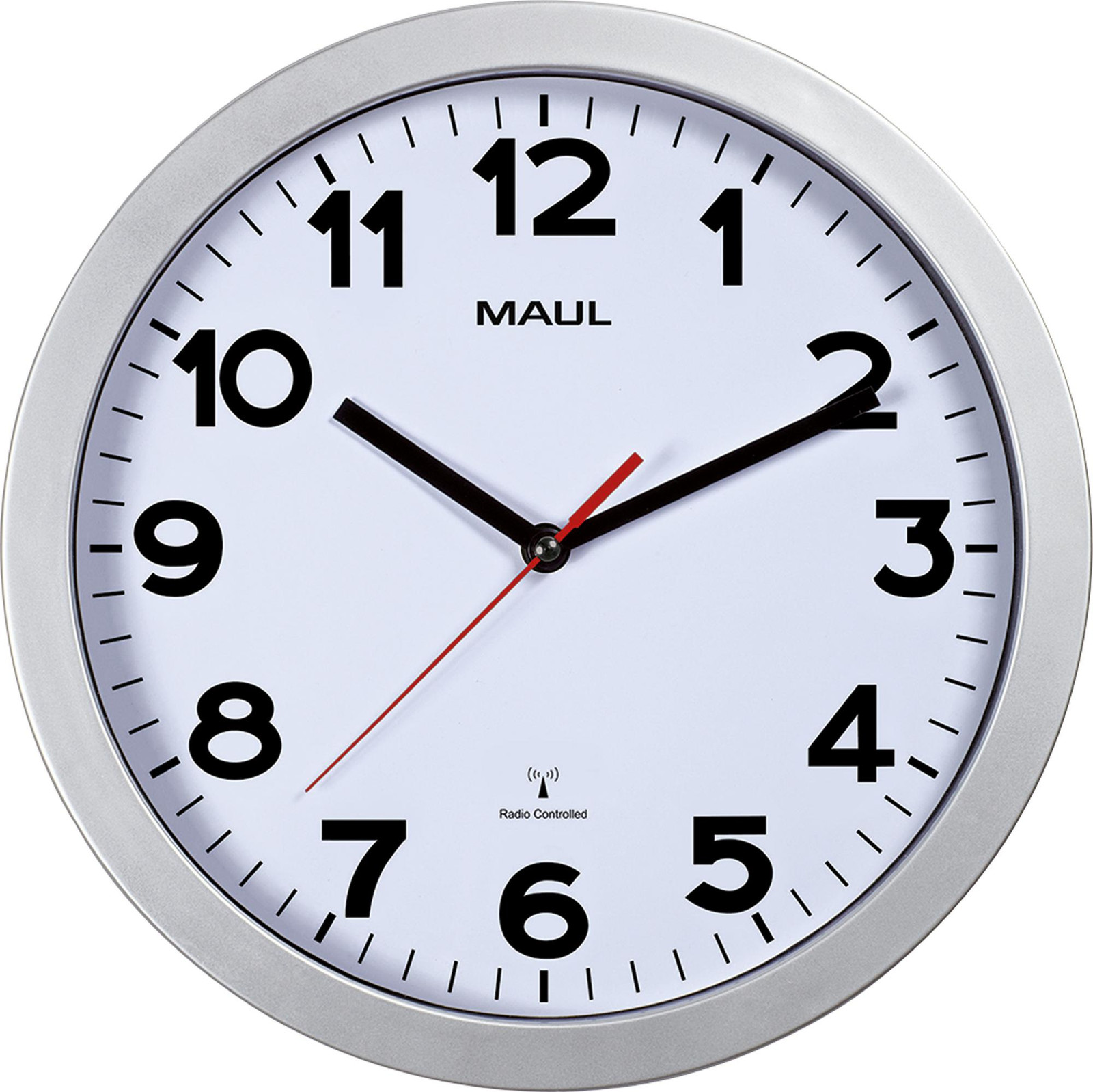 MAUL Wandklok met Radio, Zilver, Diameter: 30 cm