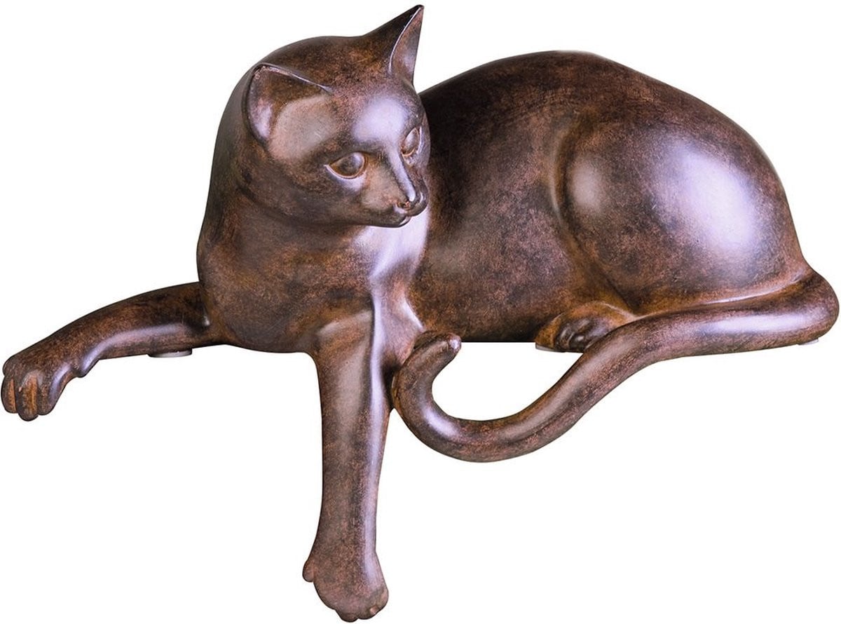 Gilde Handwerk Sculptuur Kat - Bruin - 28 cm