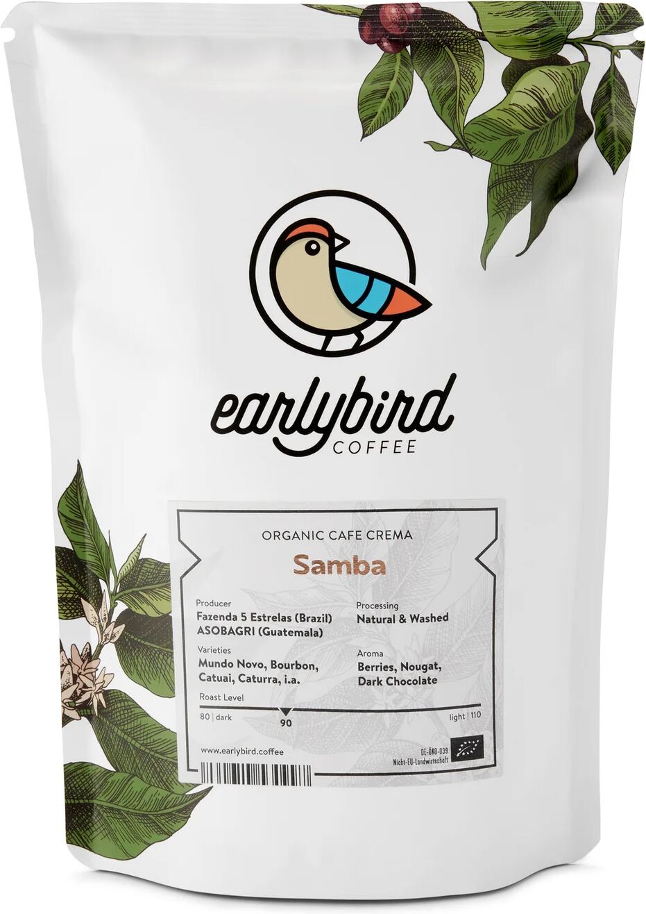 Tchibo - earlybird - Samba Caffè Crema Bio - 250 g Ganze Bohne - Intensität: 3/6