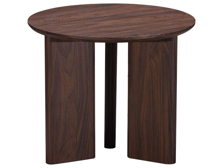 Beistelltisch GOODPRODUCT Cassian , walnussfarben, B:50cm H:42cm T:50cm, Tische, Beistelltisch, warme Walnussoptik, aussergewöhnliches Kreuzgestell, Ø 50 cm