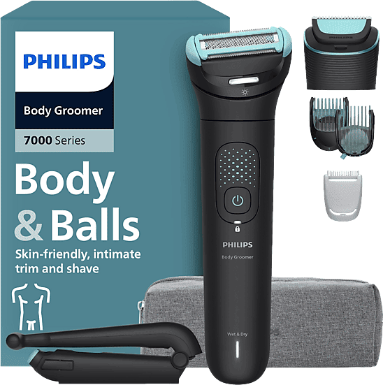 Afeitadora corporal - Philips BG7480/15, 3 Accesorios, 120 min, Autoafilable, Cabezal flexible 2D, Recorta y Afeita, Triple Protect