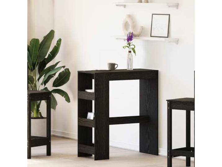 Bartisch mit Regal Schwarz Eichen-Optik 90x40x103,5 cm Holzwerkstoff 3 Ablagen, pflegeleichte Oberfläche, wandmontierbar, vielseitig für Küche und Wohnzimmer
