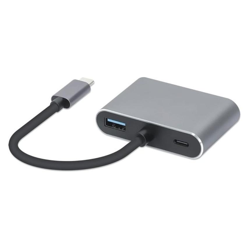 iBox HUB USB Hub USB Typ-C 4w1 USB 3.0 + PD 100W + HDMK 4k30Hz + VGA FullHD (USB-C, 4 Ports) (IUHCHDVGA)