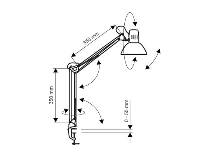 Klemlamp MAULstudy, alu / grijs / zink, Werkkamer / Kantoor, metaal, Klemlamp