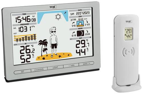TFA Dostmann Funk-Wetterstation METEO JACK 35.1097.54 Funk-Wetterstation Vorhersage für 12 bis 24 Stunden Anzahl Sensoren max. 3