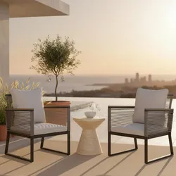 Gartensessel-Set 2-er Set Toni Hellgrau Metall/Outdoorstoff