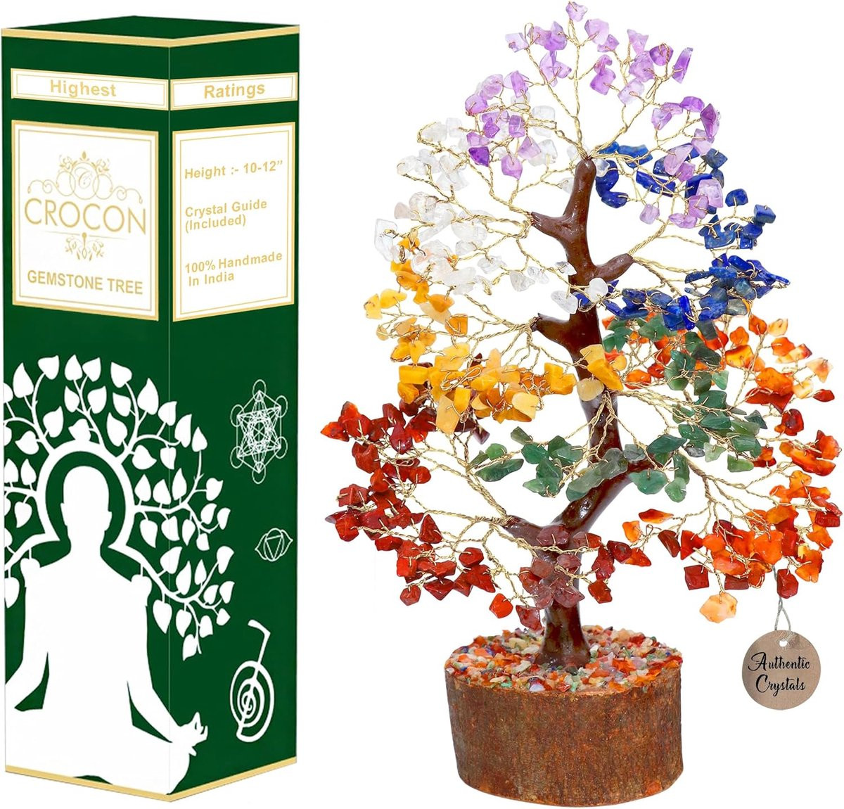 Seven Chakra natuurlijke edelsteenboom - Feng Shui decoratie - 1 stuk - 25 tot 30 cm