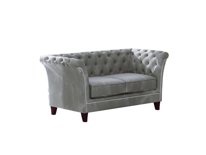 Canapé Chesterfield 2 places en velours, gris
