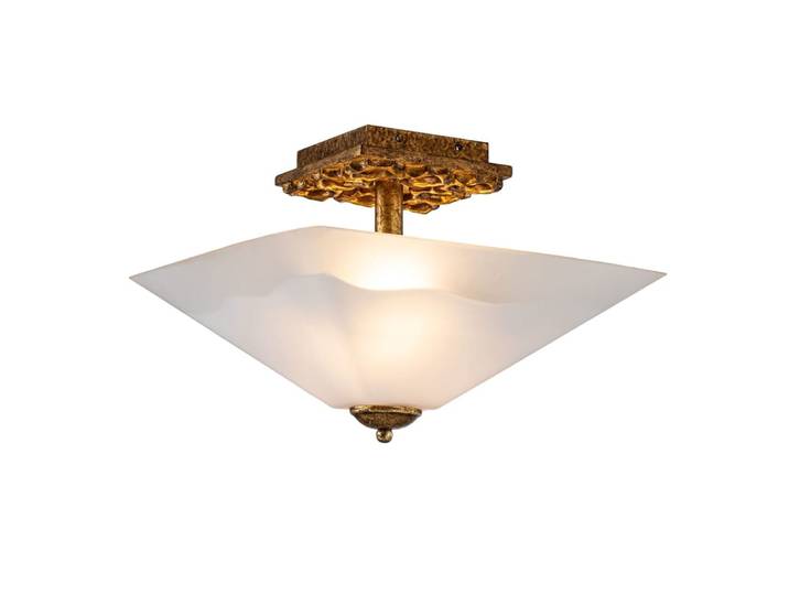 Semi-Plafonnier Acier, Résine, Verre Or délavé