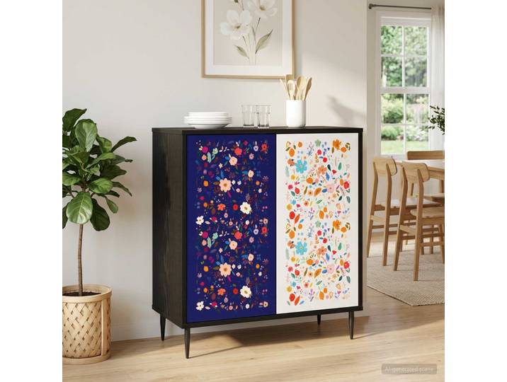vidaXL Sideboard MAINZ Schwarz Eichen-Optik 69 x 33 x 76 cm