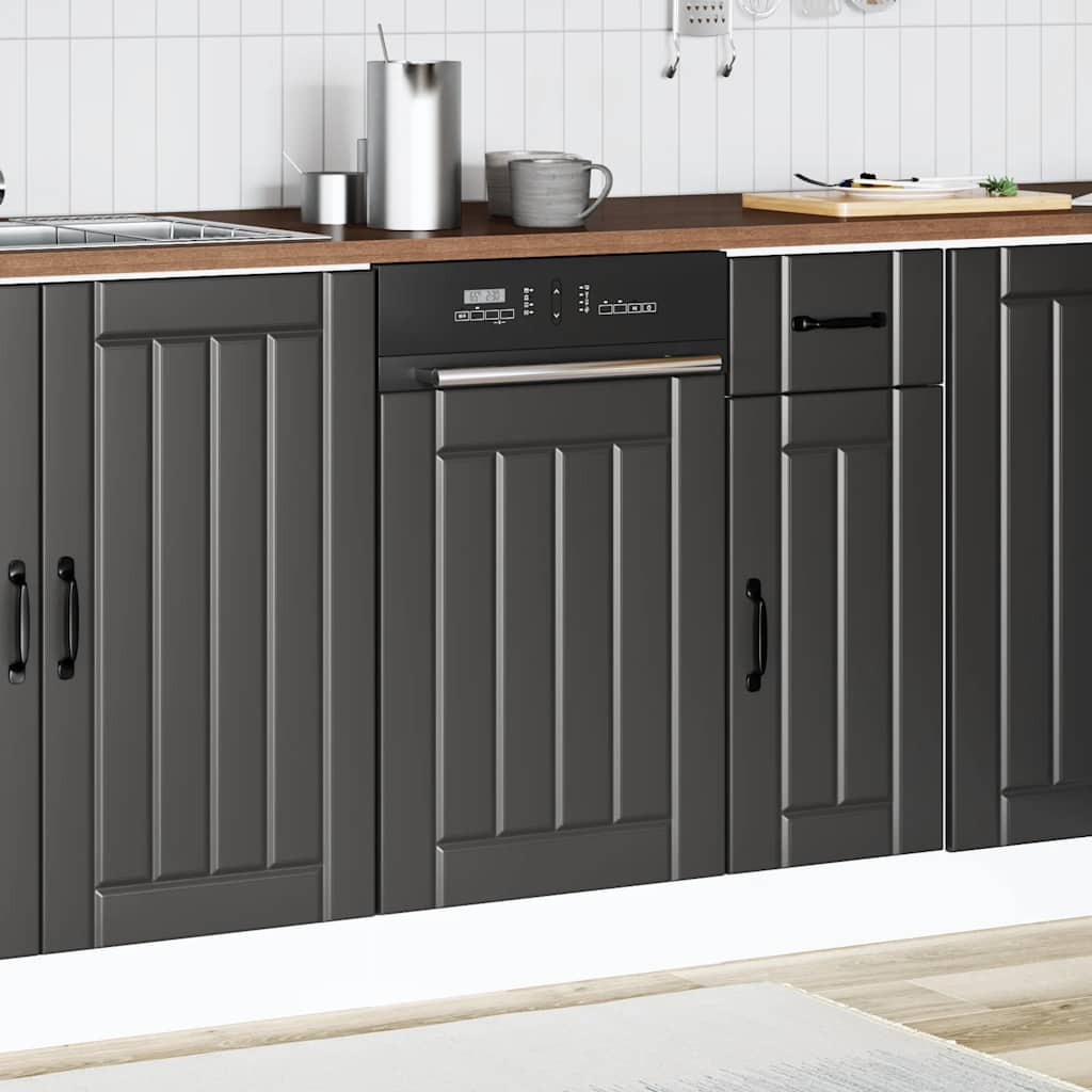 vidaXL Panneau de lave-vaisselle Lucca noir bois d'ingénierie