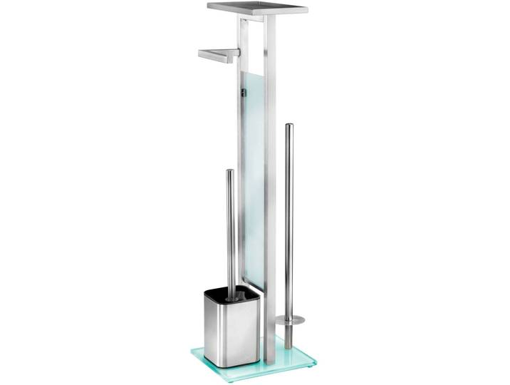 WC-Garnitur WENKO Debar , weiß, B:18cm H:70,5cm L:21cm, Edelstahl, Glas, Reinigungsbürsten, WC-Garnitur, Stand WC-Garnitur
