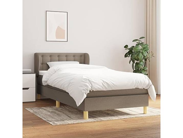 Strapazierfähiger Stoff mit Taschenfederkernmatratze höhenverstellbares Boxspringbett mit Matratze Taupe 80x200 cm Stoff Bett mit Bonnell-Federkernmatratze Höhenverstellbares Kopfteil inkl. Topper