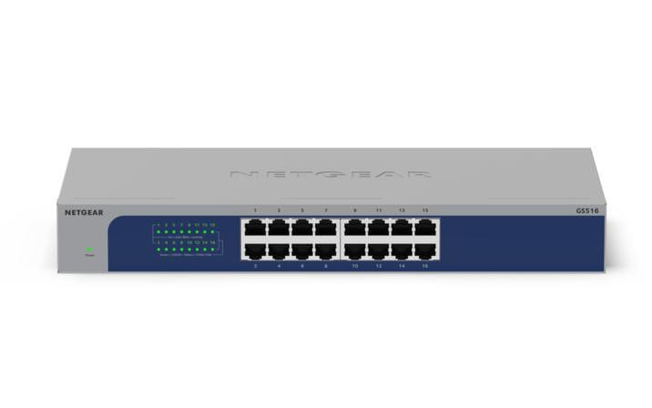 NETGEAR 16-Port Gigabit Ethernet Unmanaged Switch (GS516): Desktop-, Wand- oder Rack-Befestigung GS516-300EUS