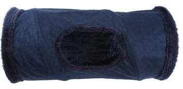 Daily Deals Depot Collapsible Cat Winter Suede Tunnel Interactive 2 Way & 3 Way Play Chase Hide Tunnel For Puppy, Rabbit & Kitten short Tunnel Navy