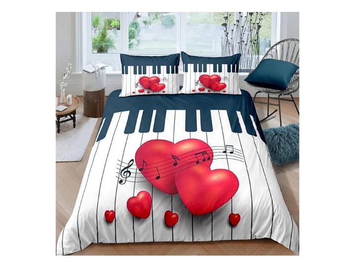 LuxusKollektion Jugendbettwäsche Bettwäsche 200x200cm 3-tlg. Musik 3D