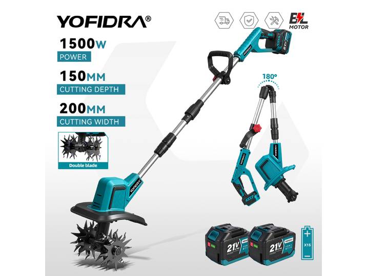 YOFIDRA tondeuse à gazon électrique sans brosse pour jardin de culture du sol pour Makita 18-21V broche de batterie
