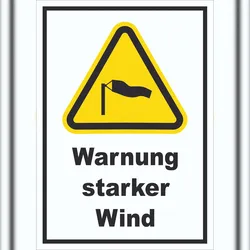 HB-Druck Schild Warnung starker Wind A6 Rückseite selbstklebend