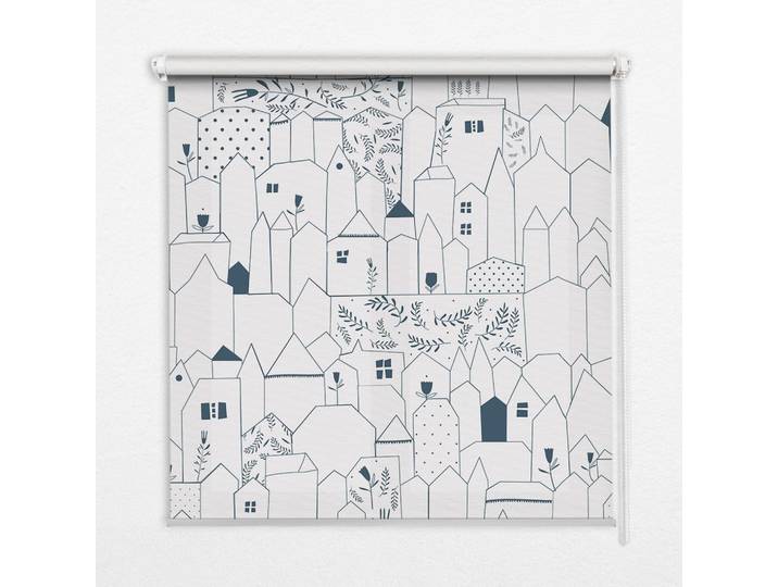 INNENROLLO - Fensterrollo - Rollo - 60x40 cm - Gezeichnete Häuser